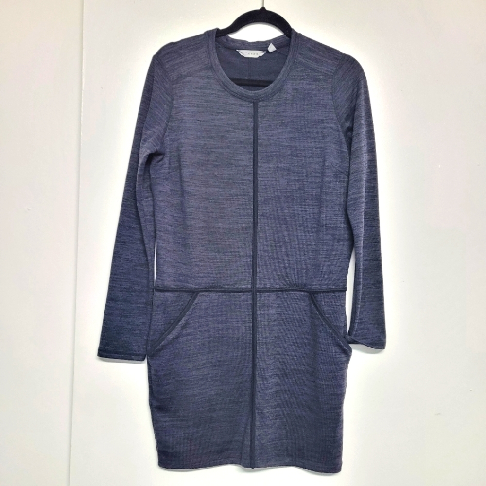 Athleta gray long sleeve pockets sweater dress size S